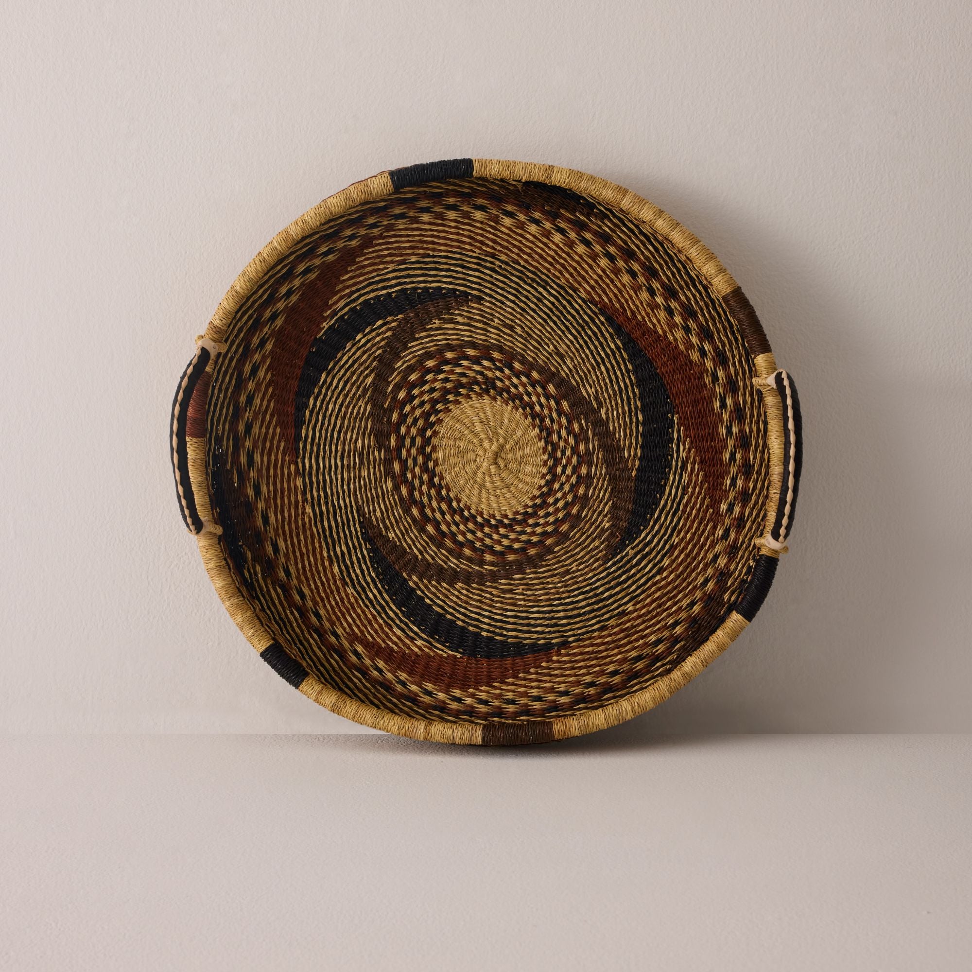 Goodee-Baba Tree-Large Woven Tray Wall Decor - Color - Burgundy & Brown