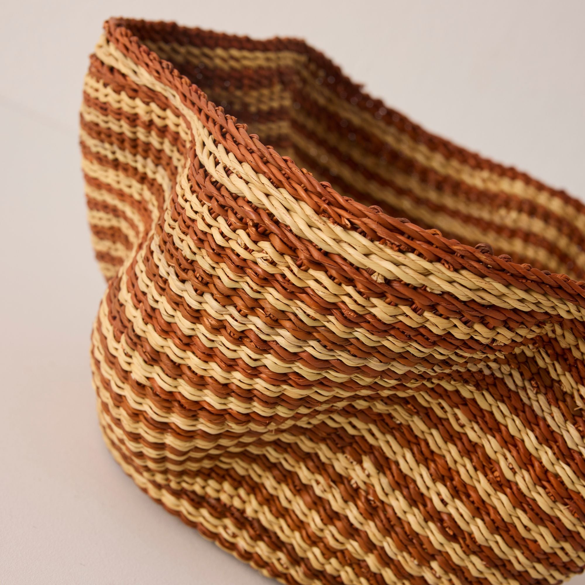 Goodee-Baba Tree-Tiny Pakurigo Wave Decor Basket - Color - Terracotta Stripe