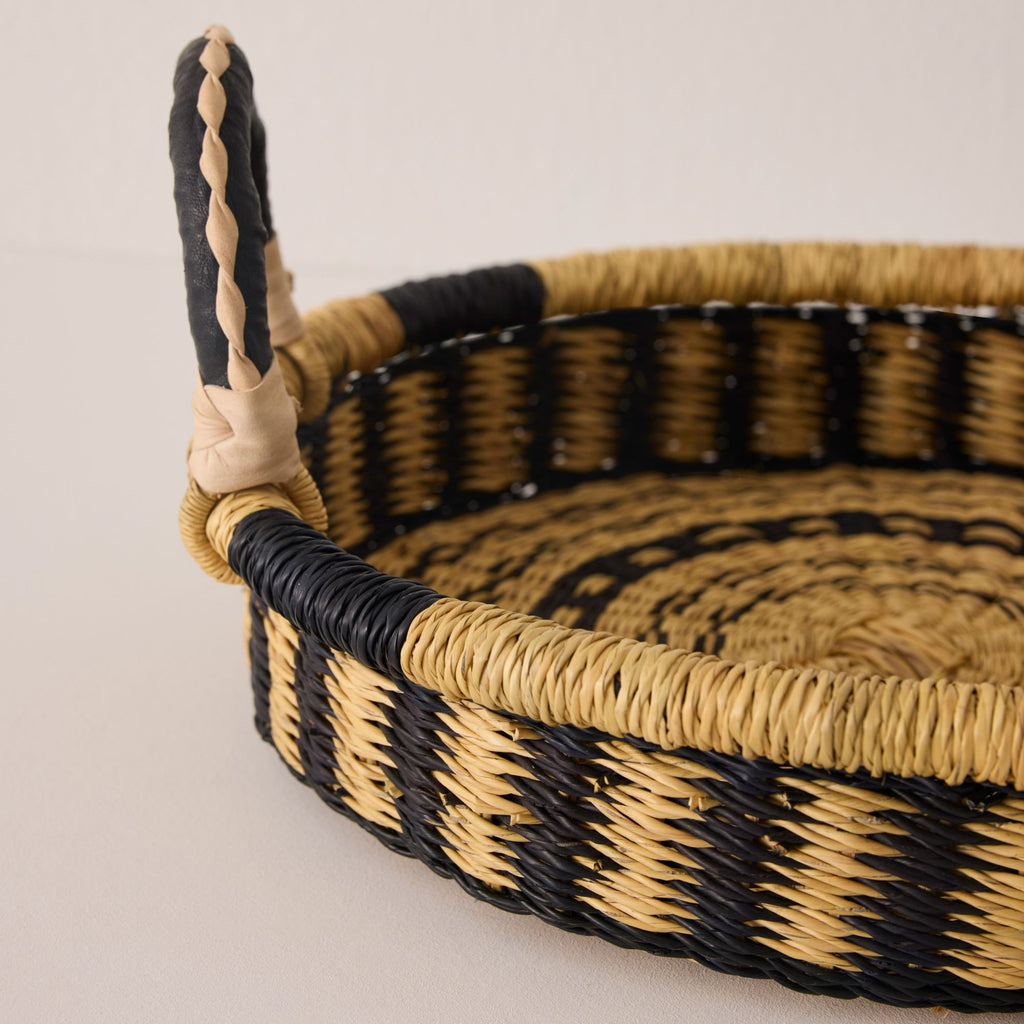 Mini plateau tissé - Exclusif - Couleur - Noir et naturel