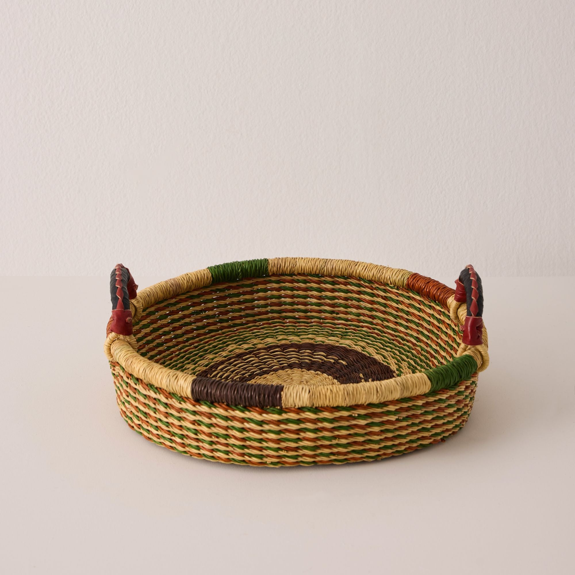 Mini Woven Tray - Exclusive - Color - Brown & Green