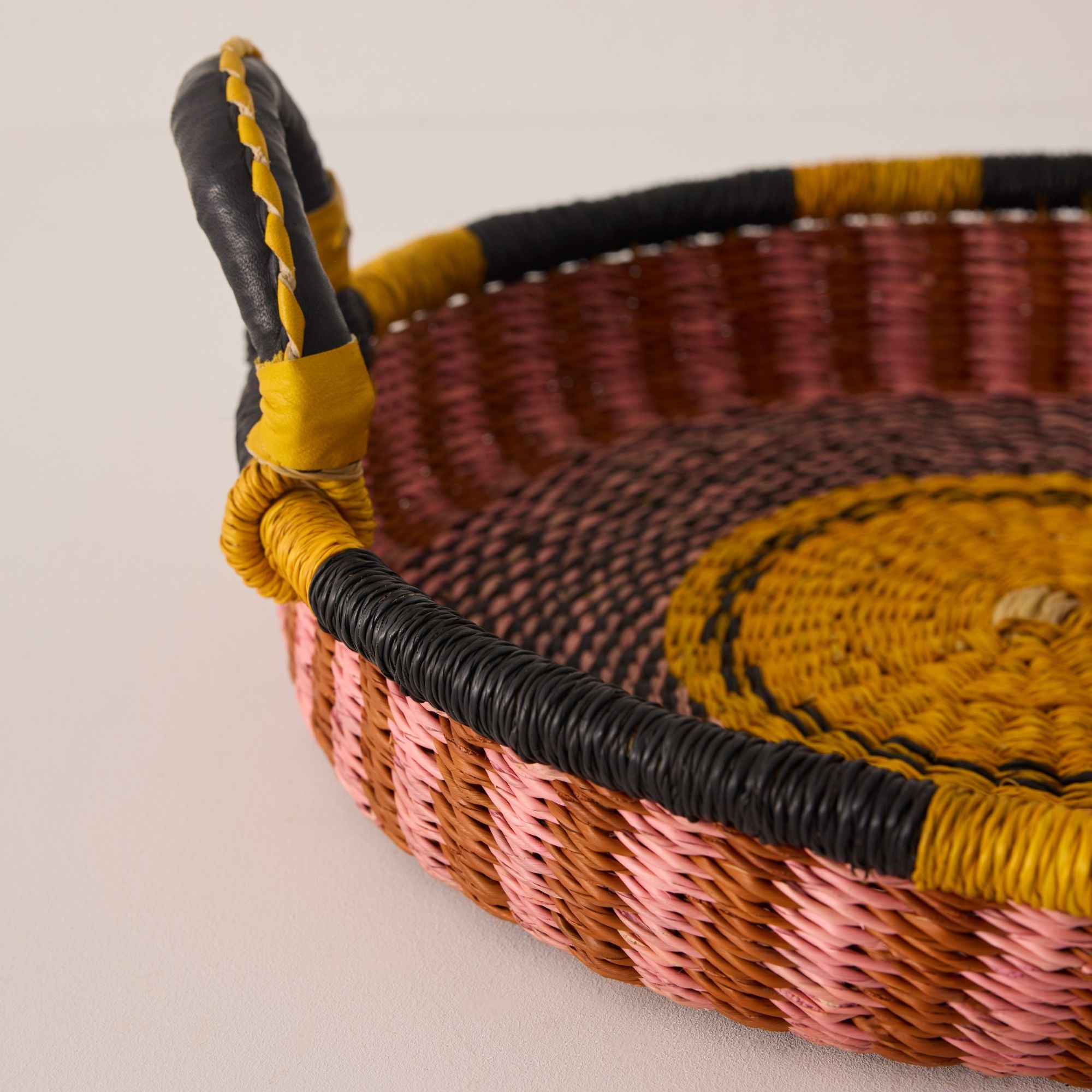 Mini Woven Tray - Exclusive - Color - Pink & Yellow