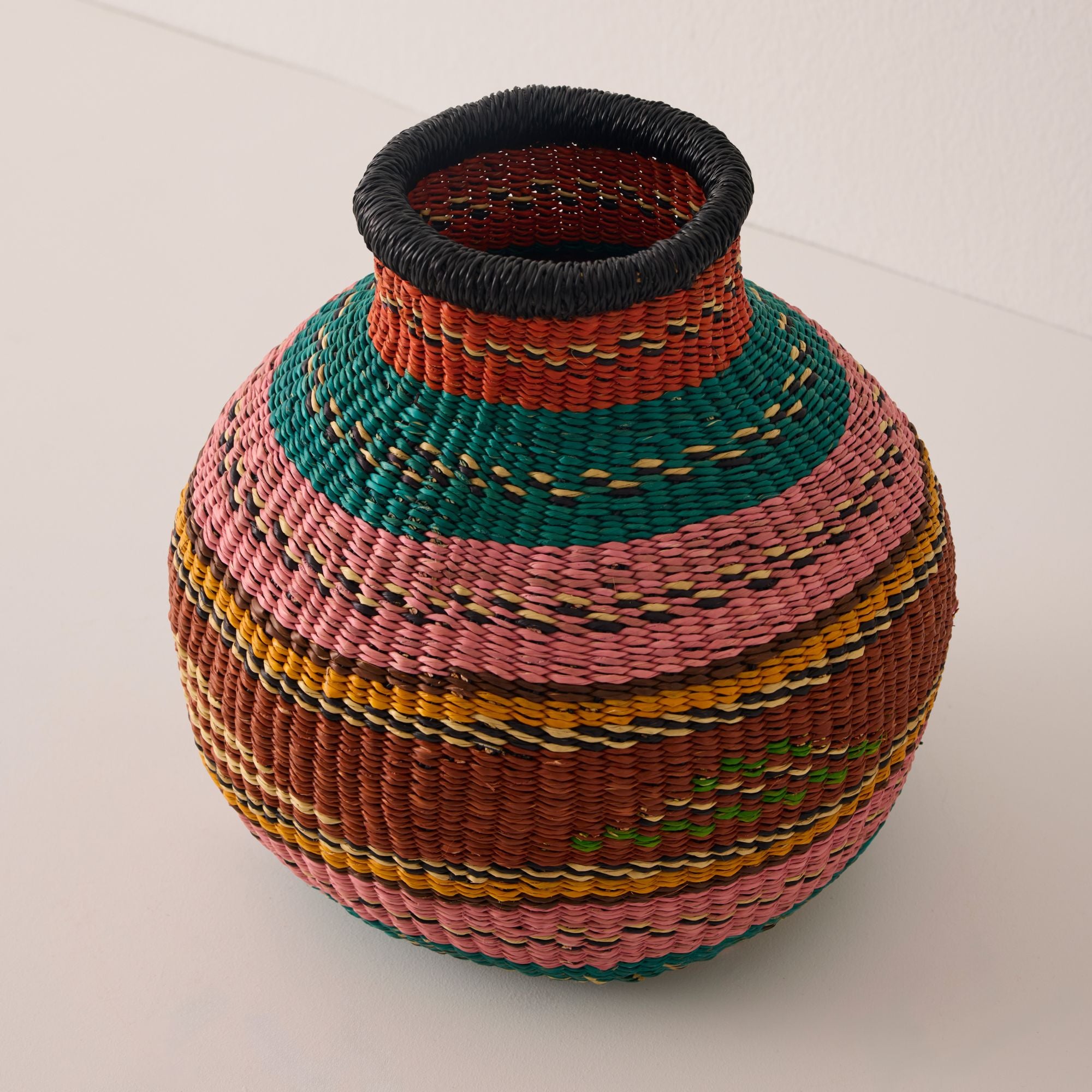 Goodee-Baba Tree-Small Jemima Decor Basket - Color - Pink, Turquoise & Red