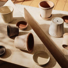 Goodee-Bergs Potter-Copenhagen Ø14 Planter & Saucer - Color - Sandstone Glazed & Raw Rosa
