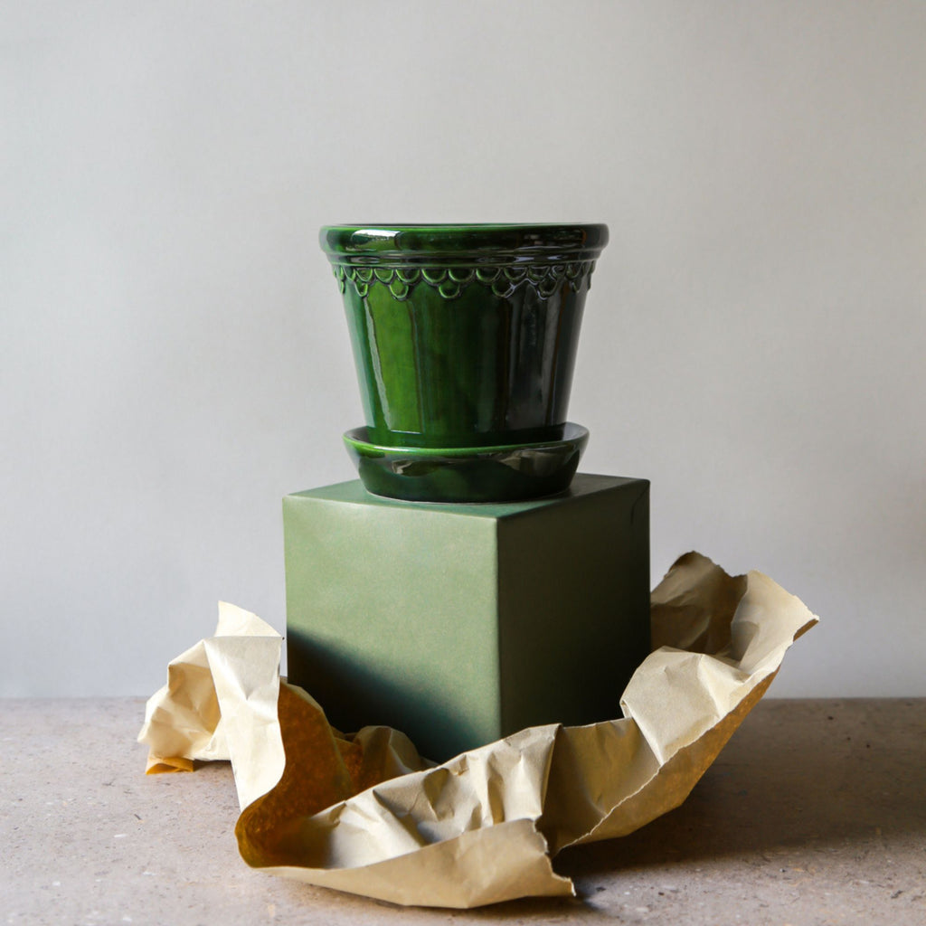 Goodee-bergs-potter-copenhagen-planter-and-saucer
Color: emerald-glazed