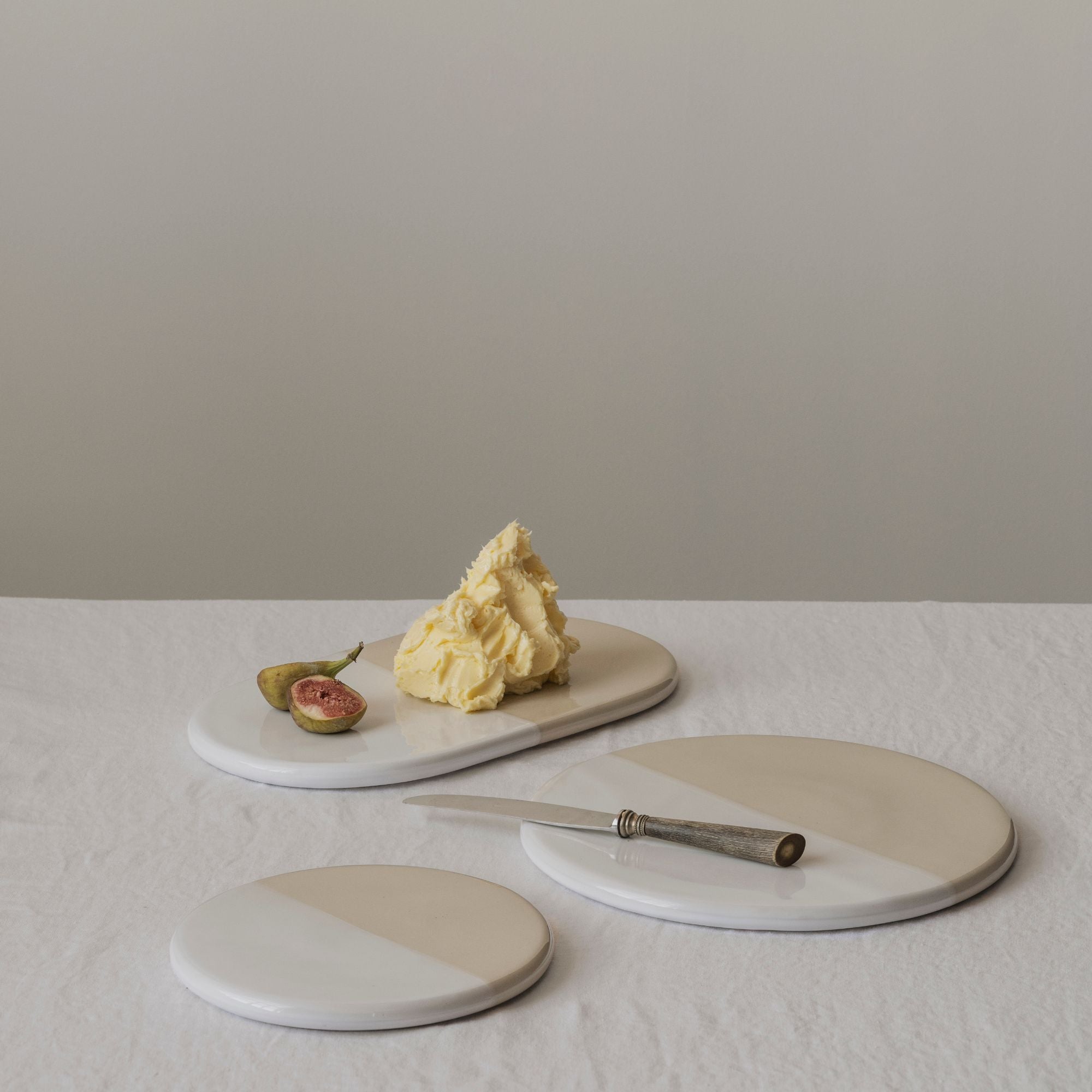Goodee-Bergs Potter-Nuna Oval Stoneware Platter - Color - Mineral White Glazed