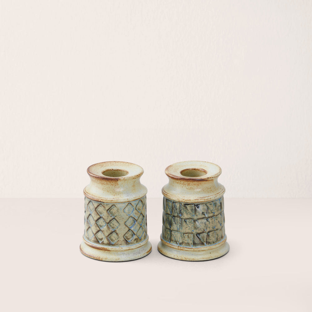 Candle Holder Triangular & Diamond Pattern - Set of 2 - Small