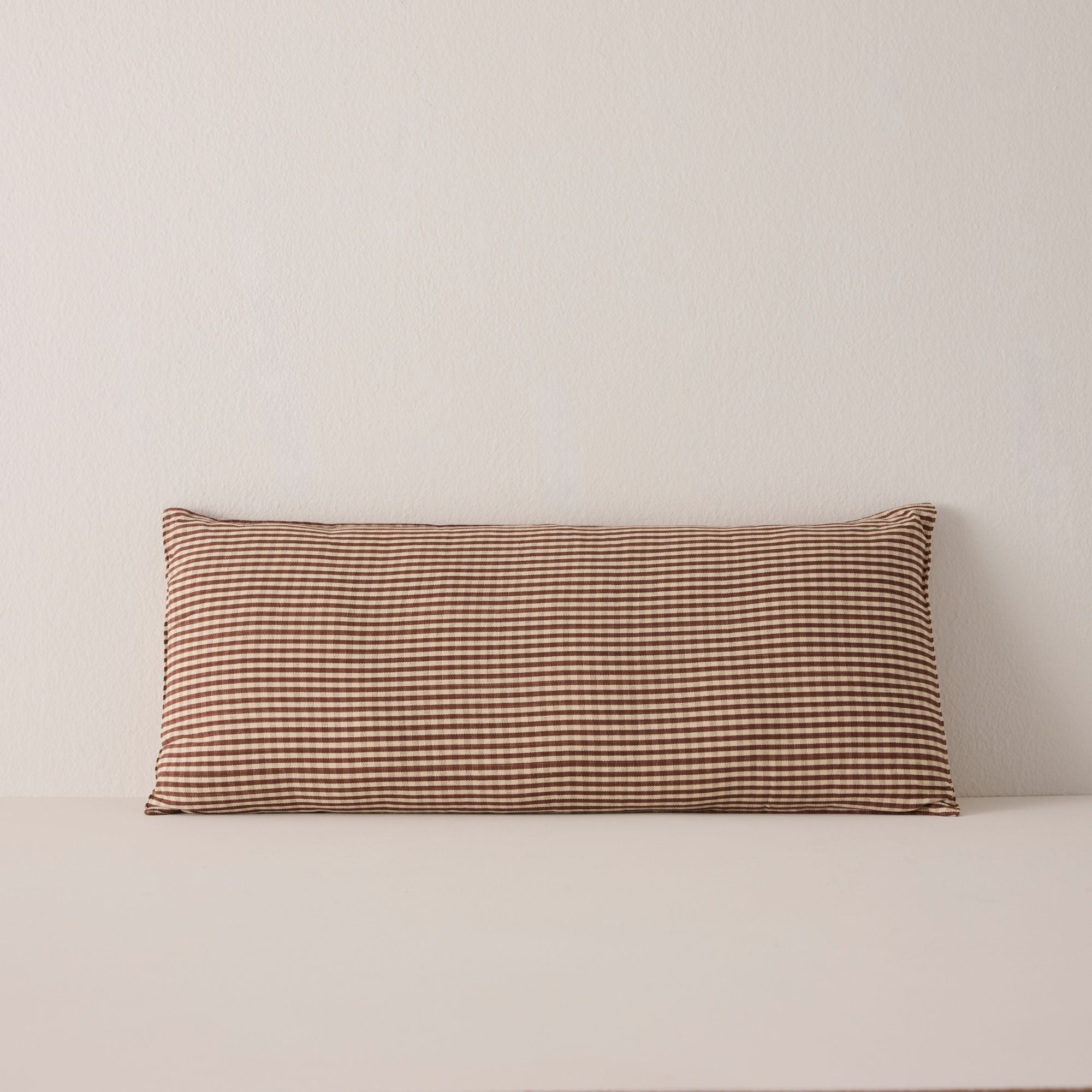 Goodee-Tensira-Long Cushion in Kapok with Removable Cover - Color - Chocolate & Off-White Gingham