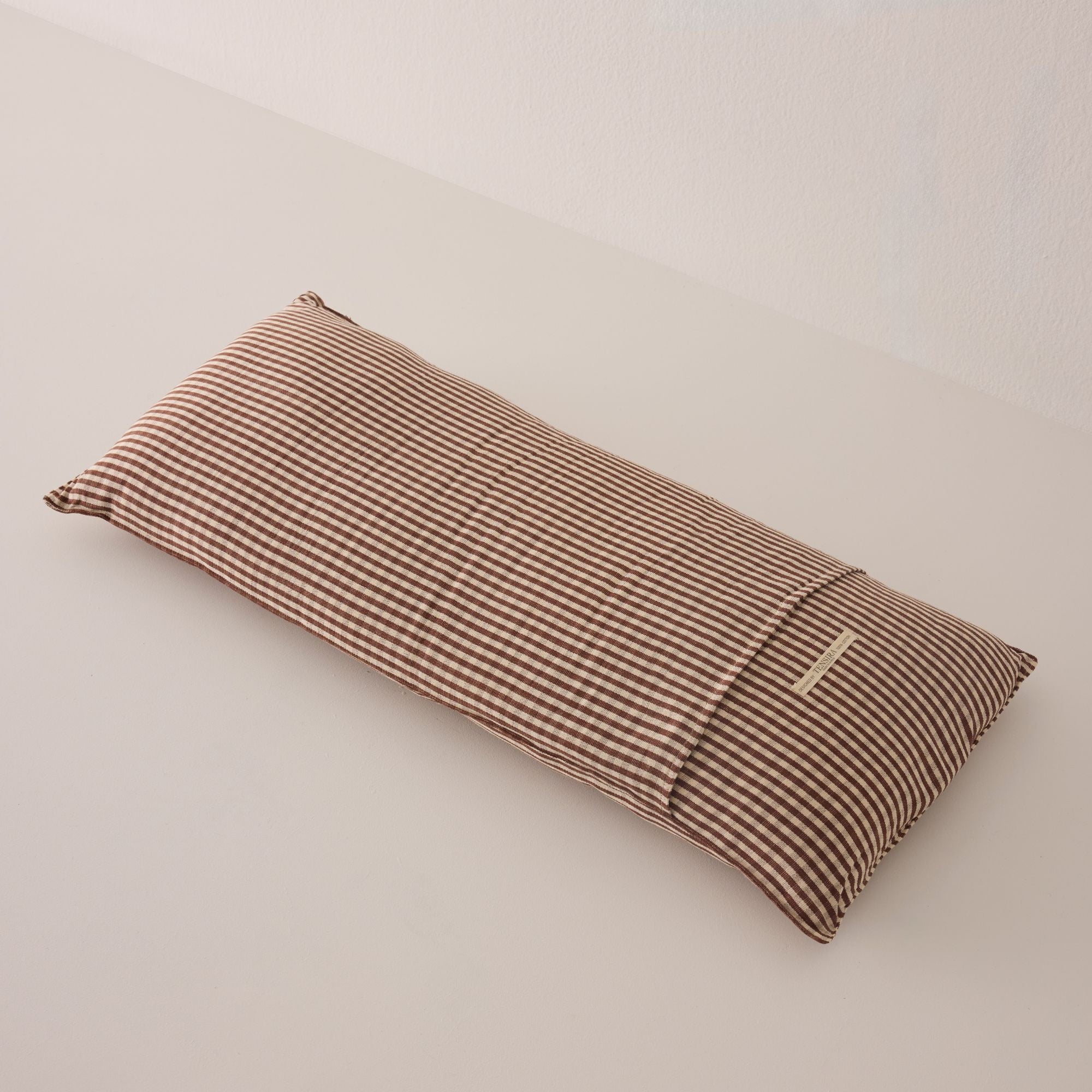 Goodee-Tensira-Long Cushion in Kapok with Removable Cover - Color - Chocolate & Off-White Gingham