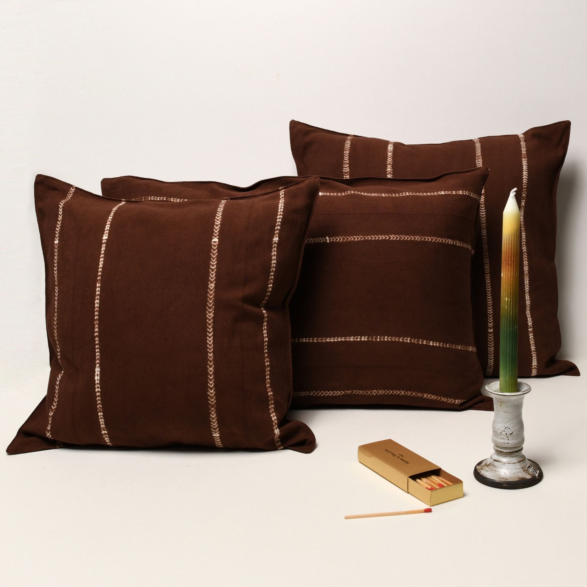 Goodee-Tensira-Cotton Cushion Cover - Color - Chocolate Brown Tie-Dye