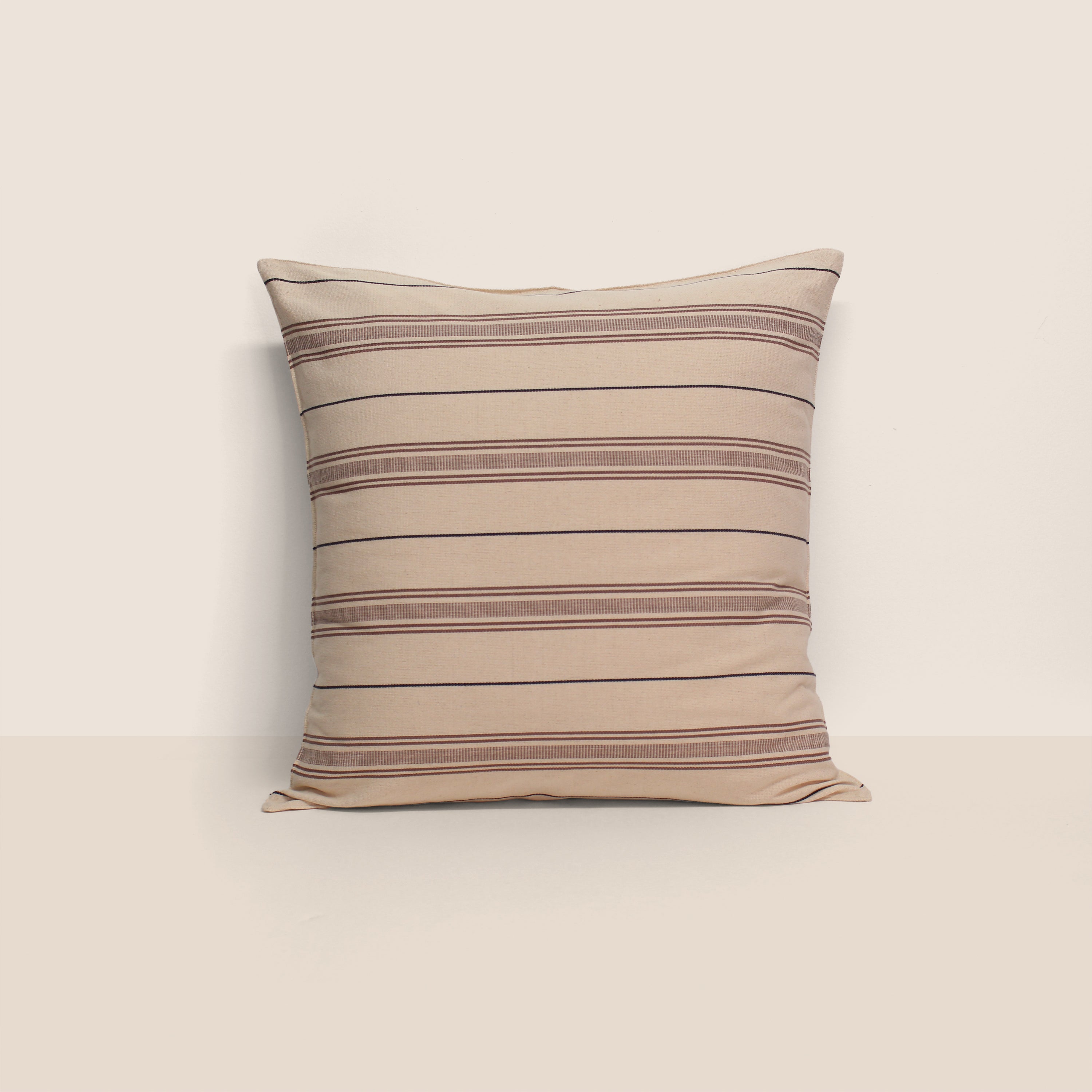 Goodee-Tensira-Cotton Cushion Cover - Color - Chocolate Brown & Black Stripe