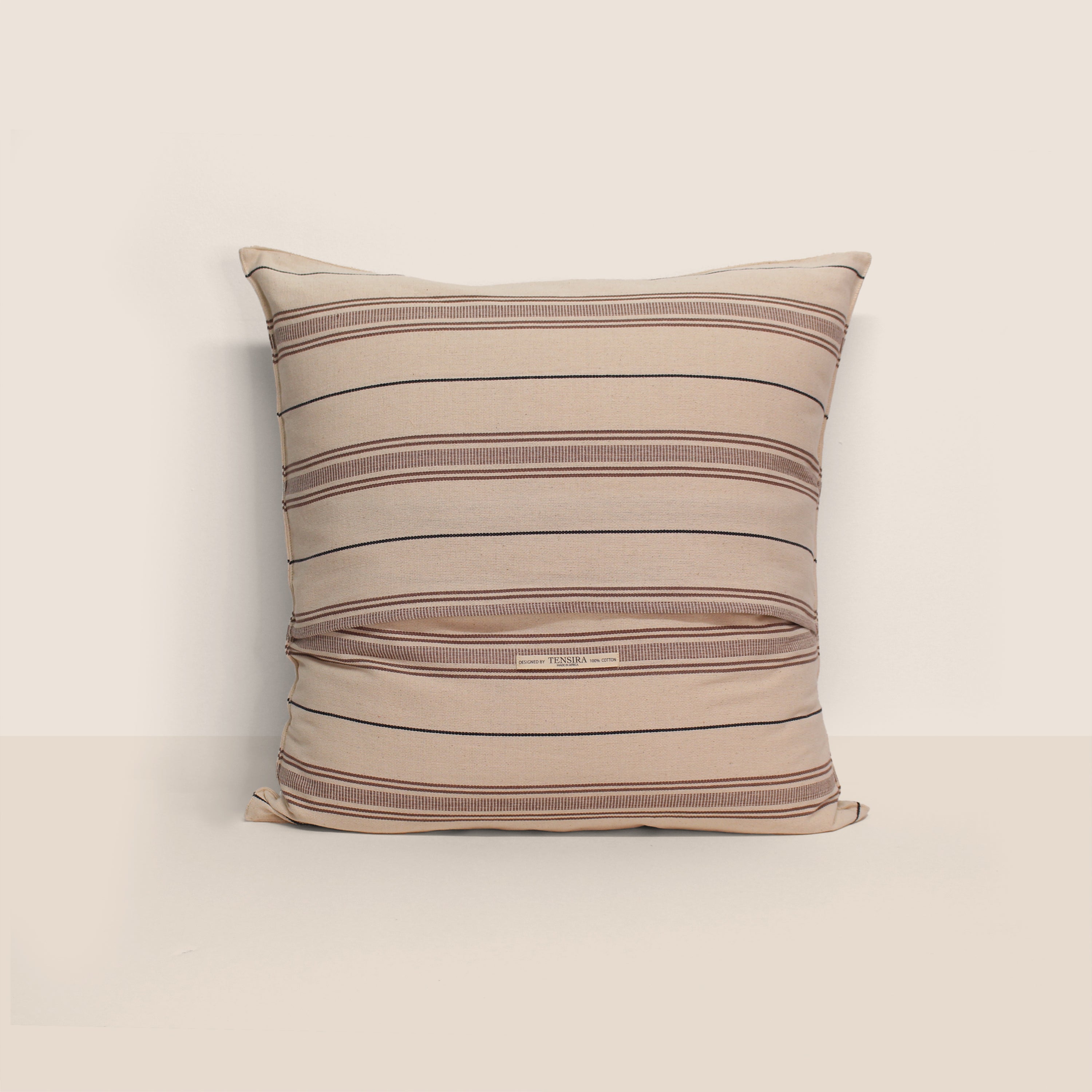 Goodee-Tensira-Cotton Cushion Cover - Color - Chocolate Brown & Black Stripe