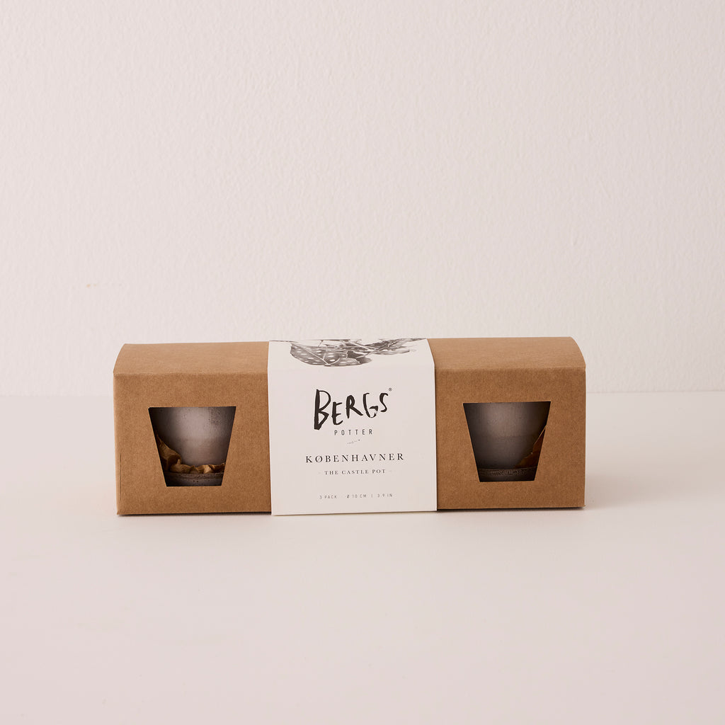 Goodee-Bergs Potter-Copenhagen Pot Ø10, Set of 3 - Color - Raw Grey