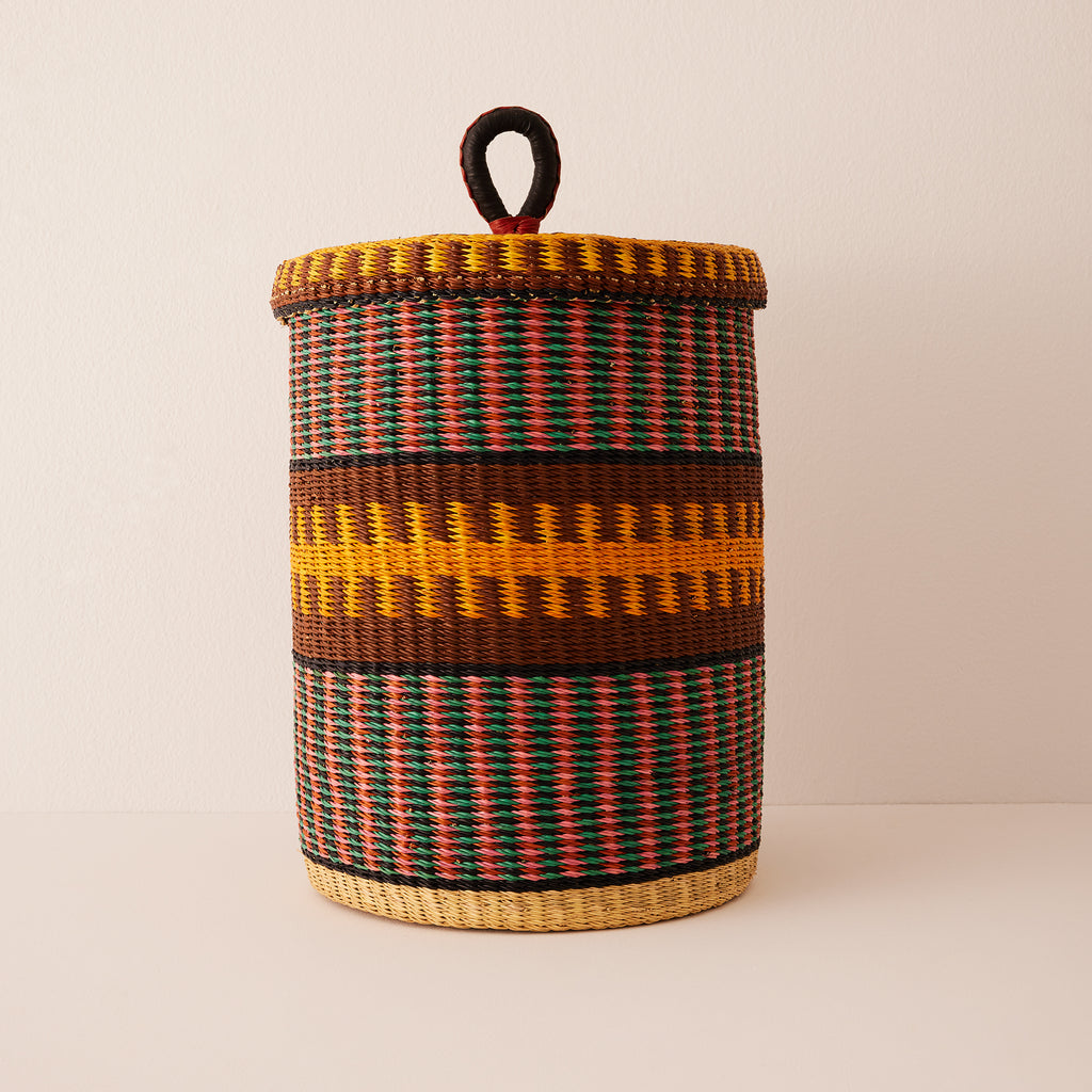 Goodee-Baba Tree-Small Laundry Basket - Color - Ochre & Burgundy
