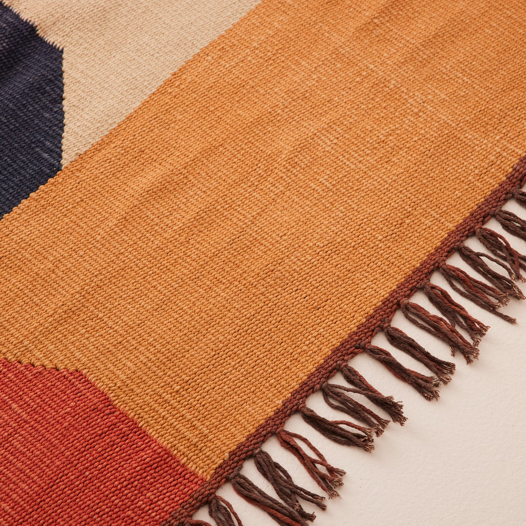Goodee-Manglam Arts-Woven Rug - Color - Orange & Blue