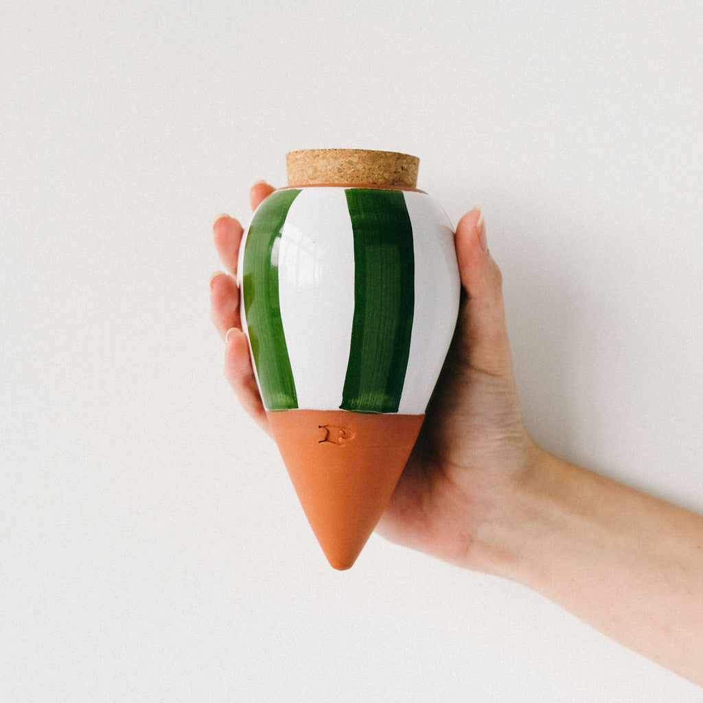 Goodee Pot autarcique - Glaze - Couleur - Rayures vertes