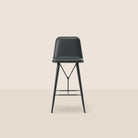 Goodee-Fredericia-Spine Bar/Counter Stool with Back - Wood Base - Color - Black Omni Leather