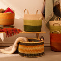 Panier court tisséBaba Tree- Couleur - Naturel, noir et jaune