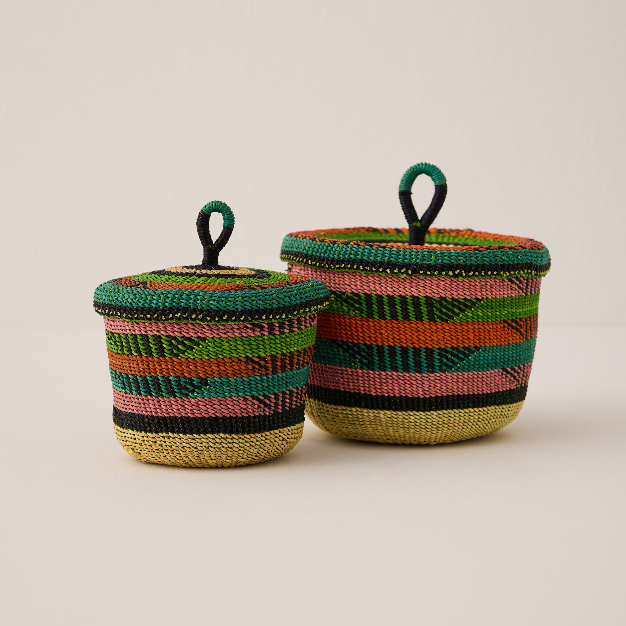 Goodee-Baba Tree-Small Banasco Basket With Lid - Color - Multicolor