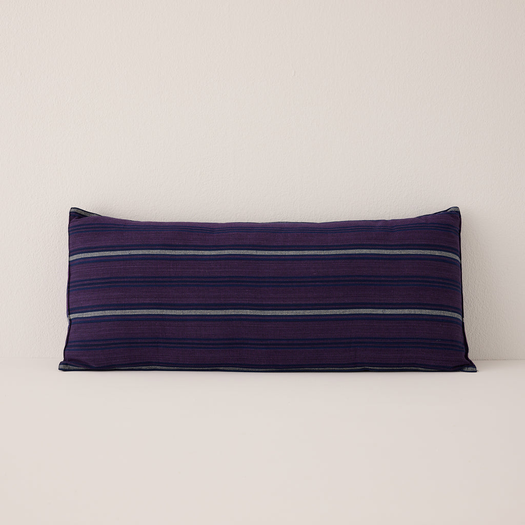 Goodee-Tensira-Long Cushion in Kapok with Removable Cover - Color - Dark Purple & Navy Tartan