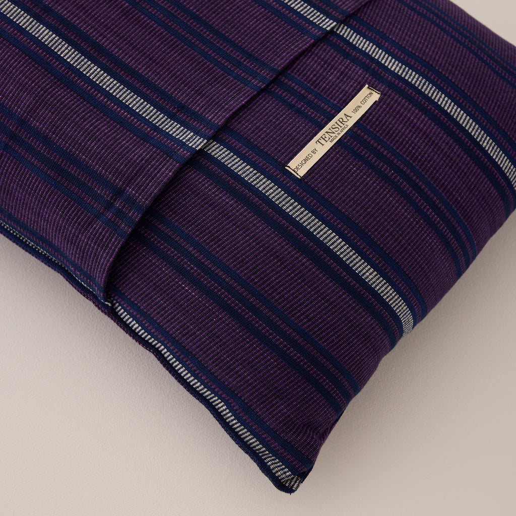 Goodee-Tensira-Long Cushion in Kapok with Removable Cover - Color - Dark Purple & Navy Tartan