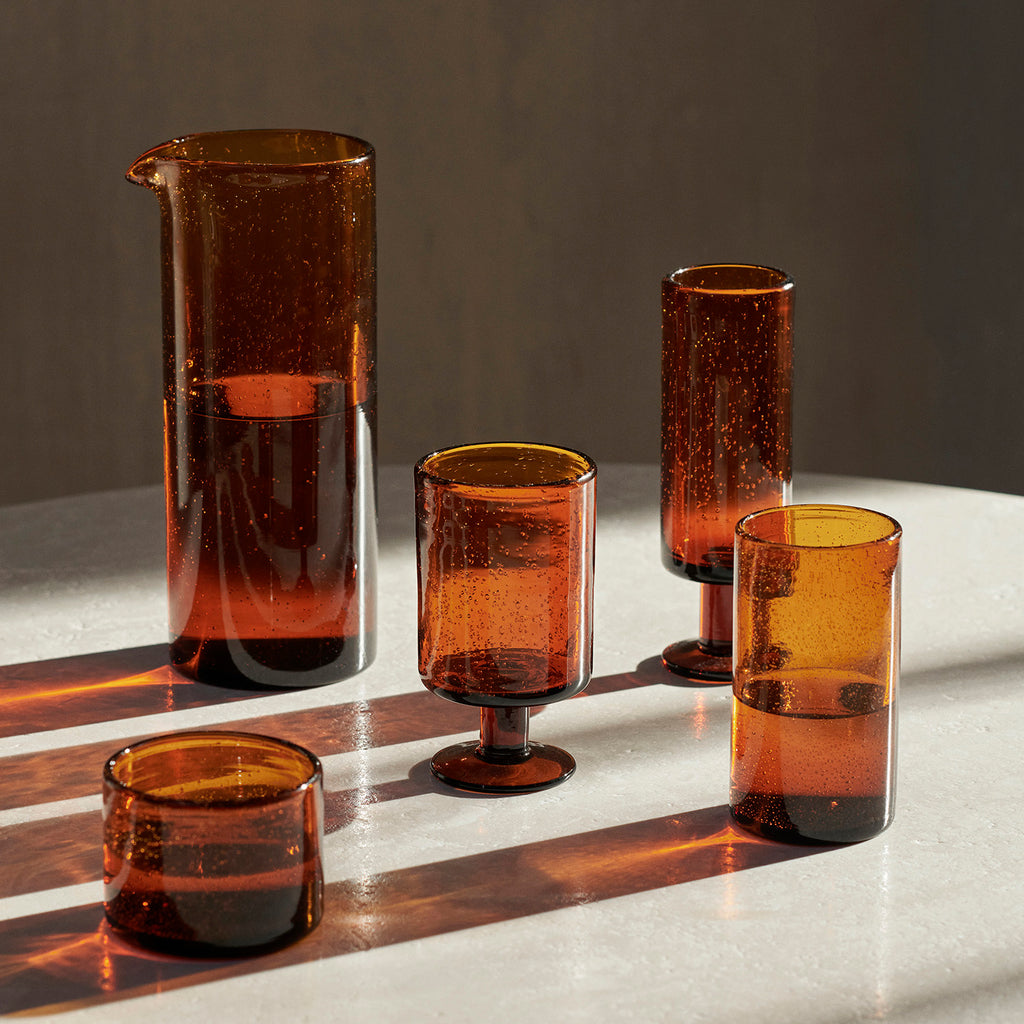 Goodee-Ferm Living-Oli Water Glass - Tall - Color - Amber