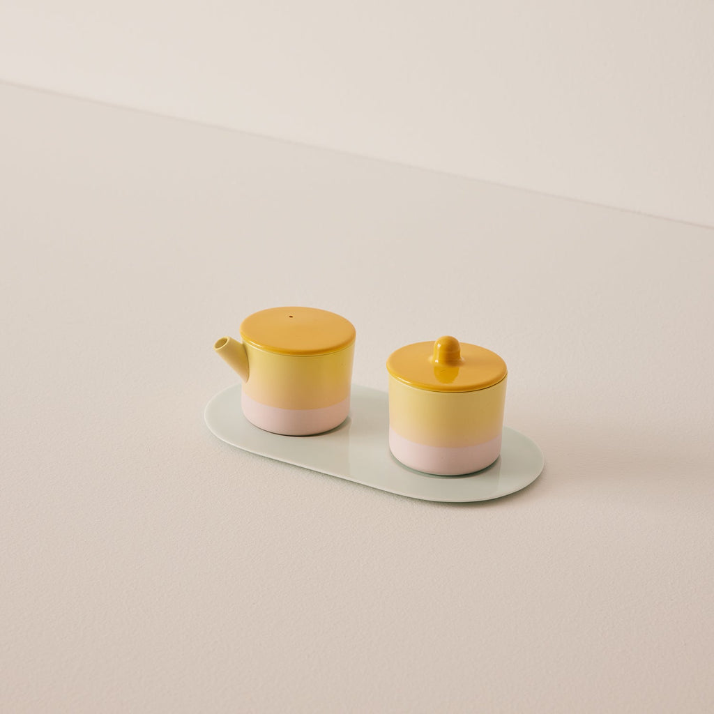 Goodee-1616/Arita Japan-Set à lait et à sucre - Couleur - jaune et rose clair