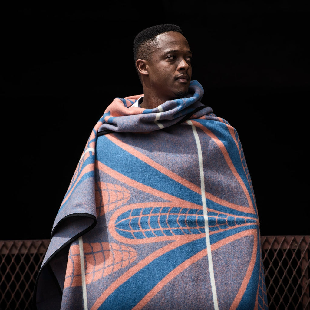 Goodee-Basotho Heritage Blankets-Seanamarena Poone Blanket - Color - Cobalt & Yolk