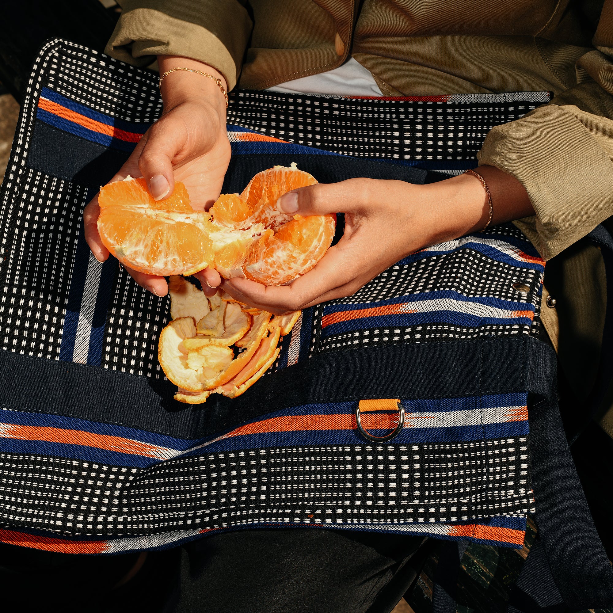 Goodee-Goodee-EFI Bassi Market Tote - Color - Orange & Blue Stripe