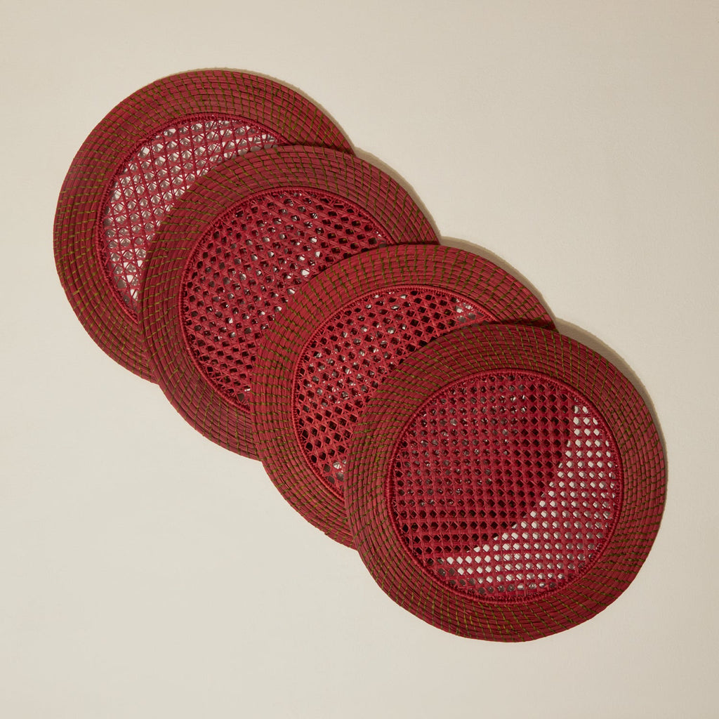 Goodee-Jipi-Jipi Makana Mats, set of 4 - Color - Garnet & Green