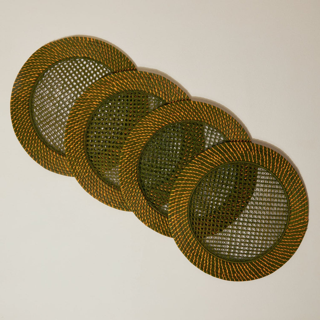 Goodee-Jipi-Jipi Makana Mats, set of 4 - Color - Green & Ochre