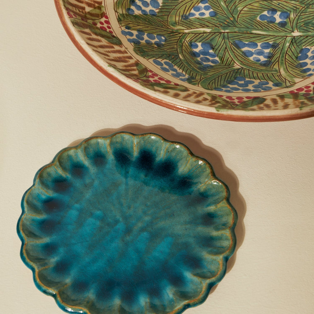 Goodee-Malaika Scallop Dessert Plate - Color - Turquoise