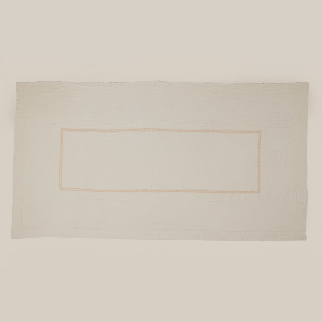 Goodee-Malaika-Shashiko Linen Tablecloth - Color - Ecru & Mustard