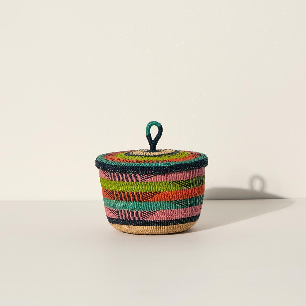 Goodee-Baba Tree-Small Banasco Basket With Lid - Color - Multicolor