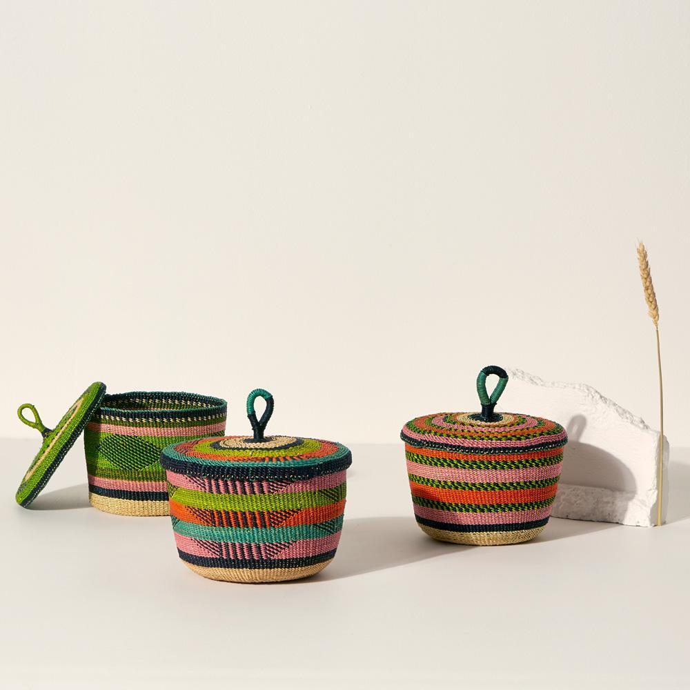 Goodee-Baba Tree-Small Banasco Basket With Lid - Color - multicolor