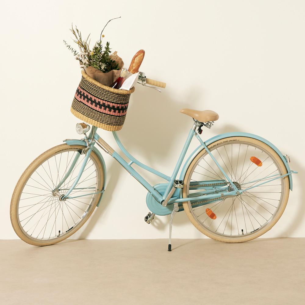 Goodee-Baba Tree-Bicycle Basket (Large) - Color - Natural Pink & Black