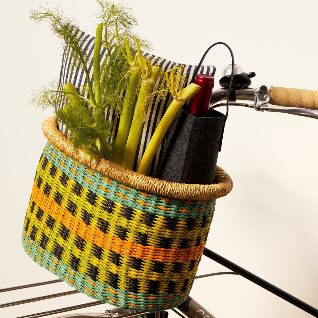 Goodee-Baba Tree-Bicycle Basket (Medium) - Color - Aqua Lime & Yellow