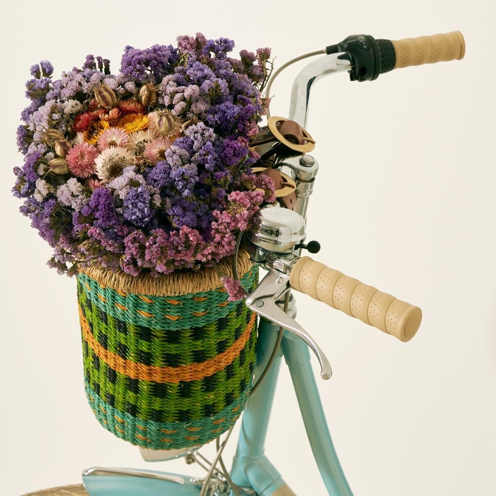 Goodee-Baba Tree-Bicycle Basket (Medium) - Color - Aqua Lime & Yellow
