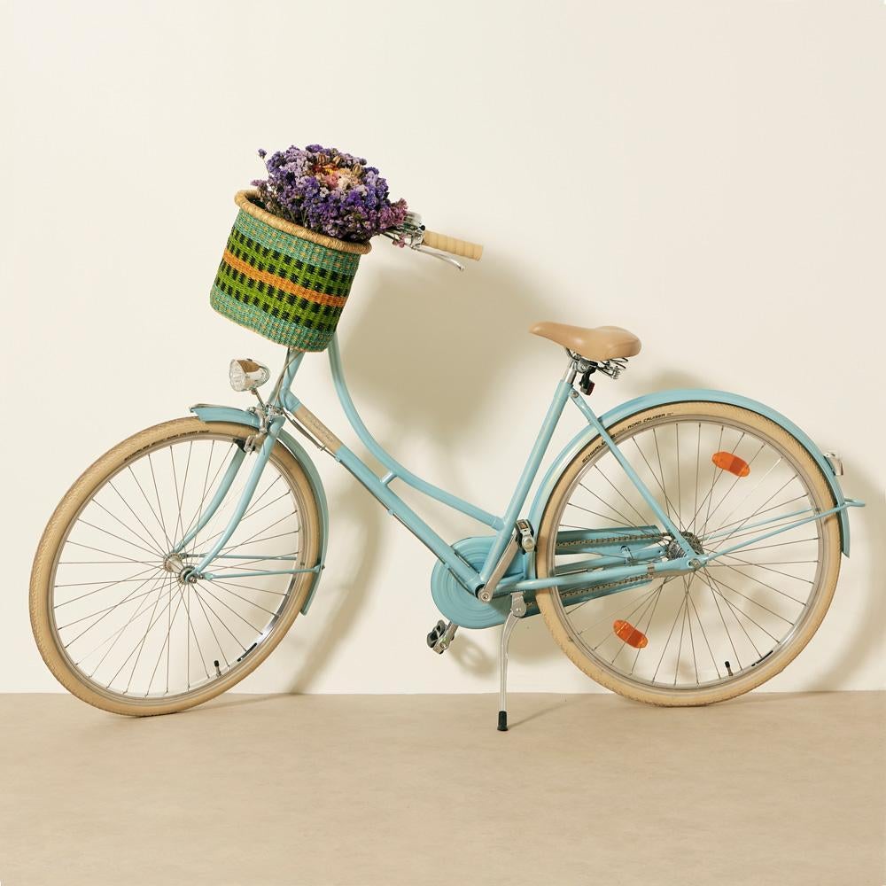 Goodee-Baba Tree-Bicycle Basket (Medium) - Color - Aqua Lime & Yellow