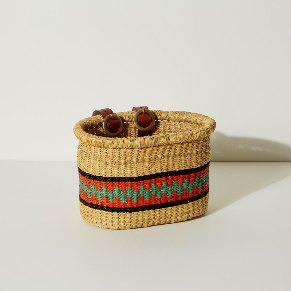 Goodee-Baba Tree-Bicycle Basket (Medium) - Color - Natural, Aqua & Orange
