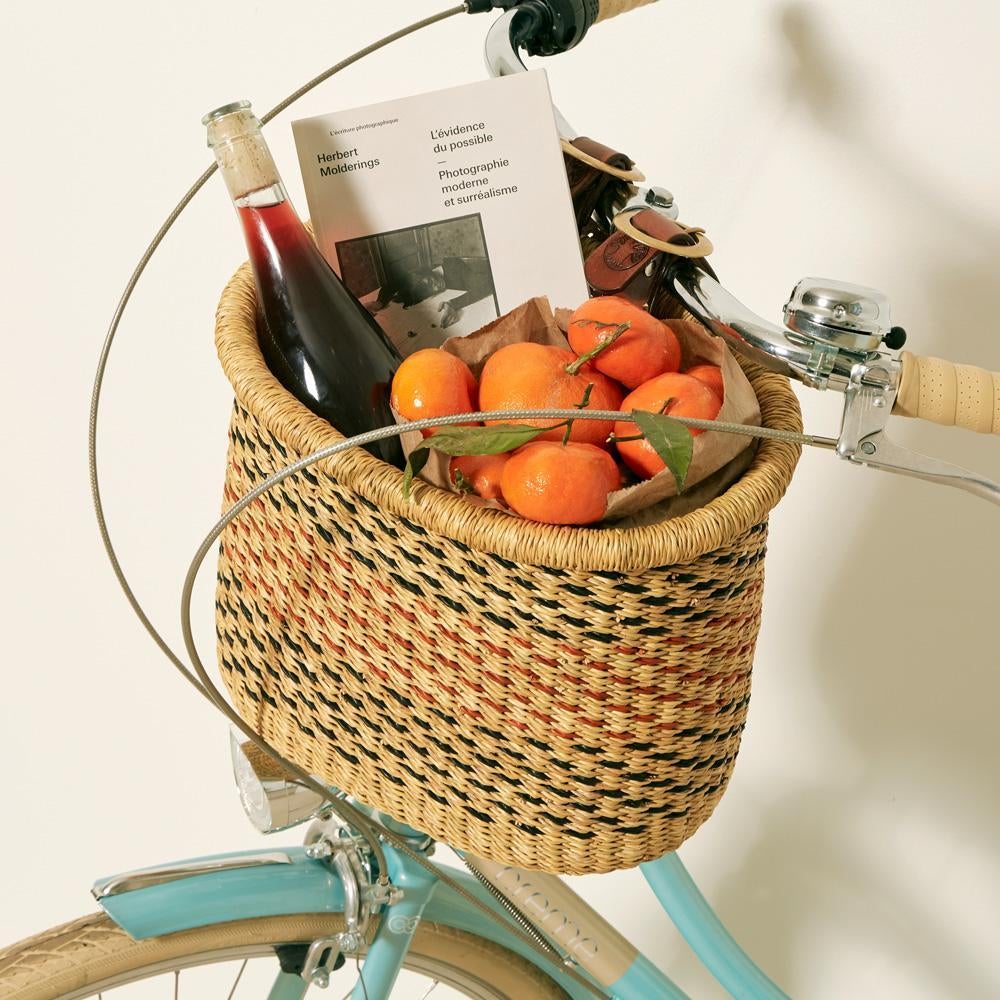 Goodee-Baba Tree-Bicycle Basket (Medium) - Color - Natural Black & Rust