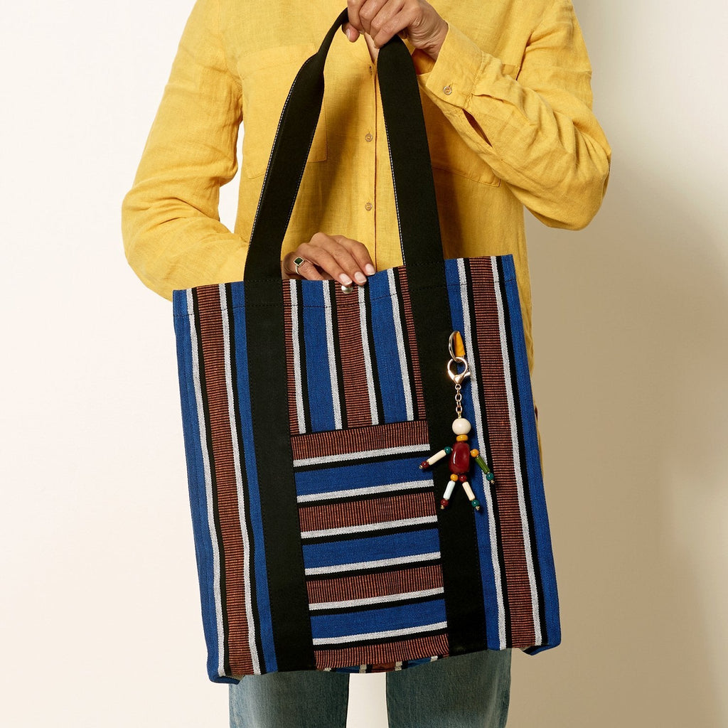 Goodee-Goodee-EFI Bassi Market Tote - Color - Blue & Rust Stripe