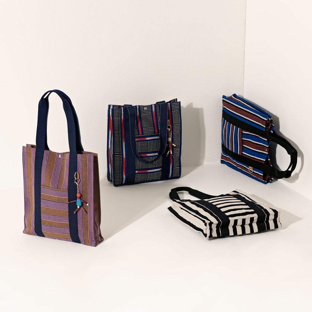 Goodee-Goodee-EFI Bassi Market Tote - Color - Blue & Rust Stripe