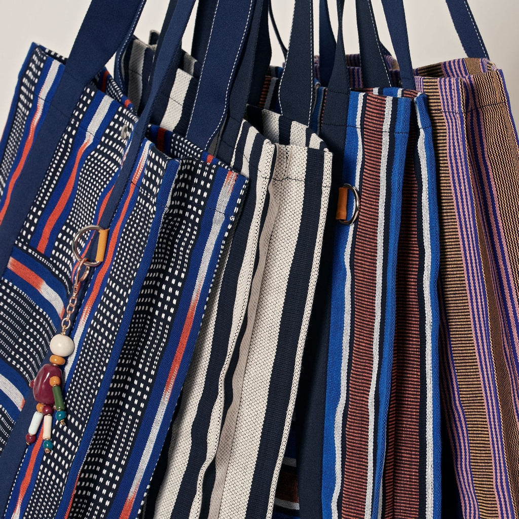 Goodee-Goodee-EFI Bassi Market Tote - Color - Blue & Rust Stripe