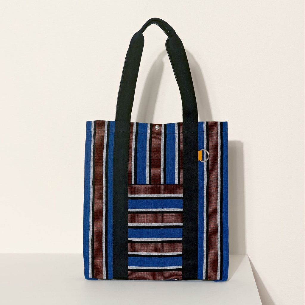 Goodee-Goodee-EFI Bassi Market Tote - Color - Blue & Rust Stripe