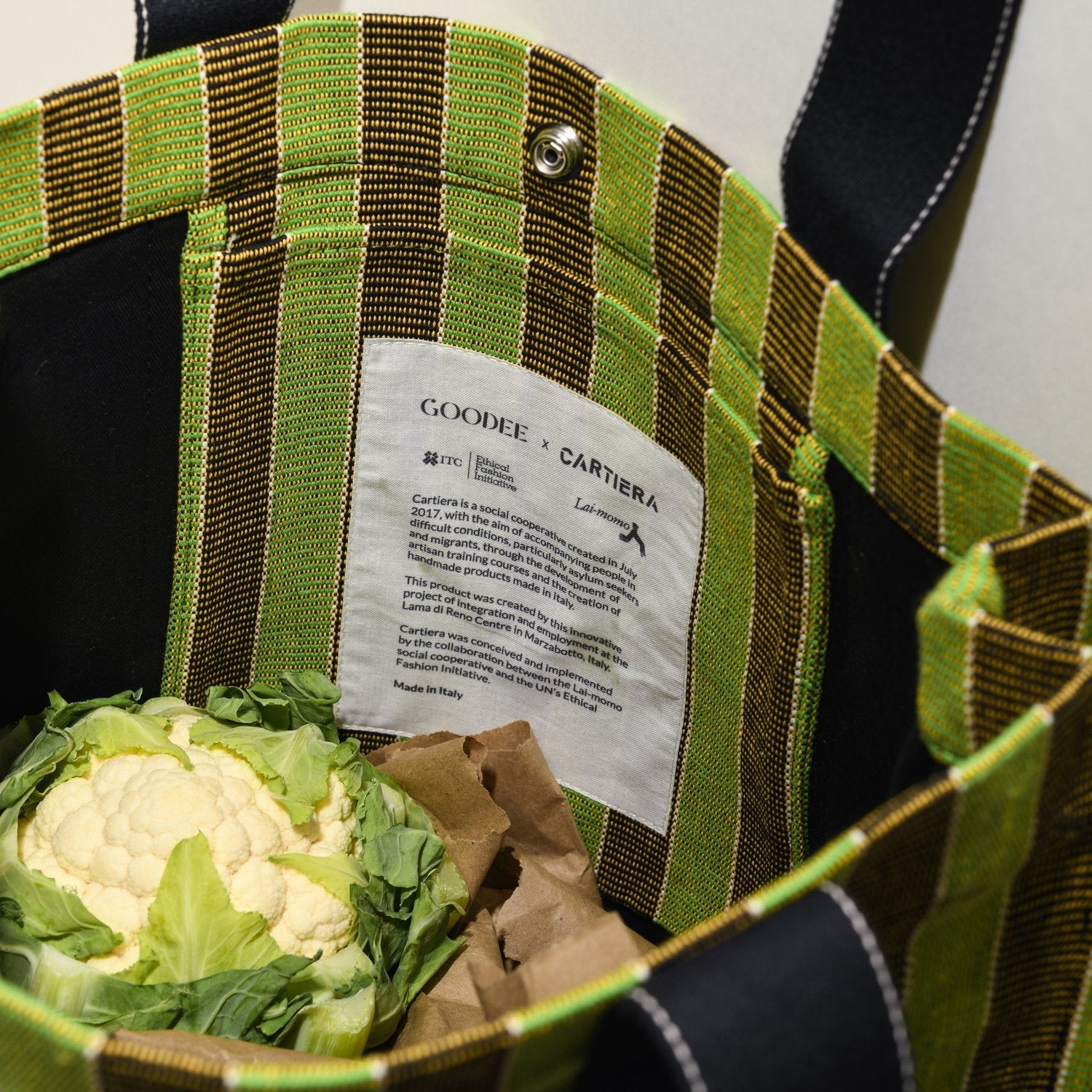 Goodee-Goodee-EFI Bassi Market Tote - Color - Green & Mimosa Stripe