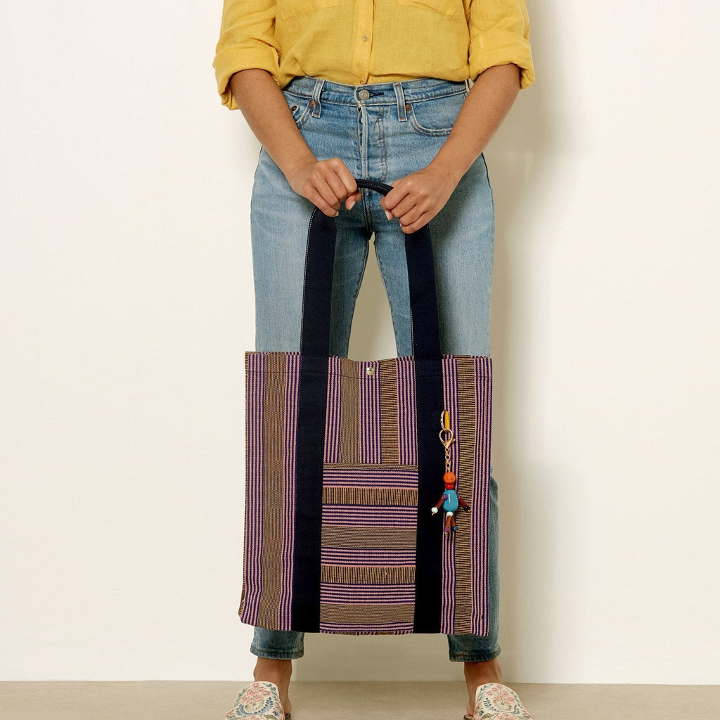 Goodee-Goodee-EFI Bassi Market Tote - Color - Mimosa & Purple Stripe