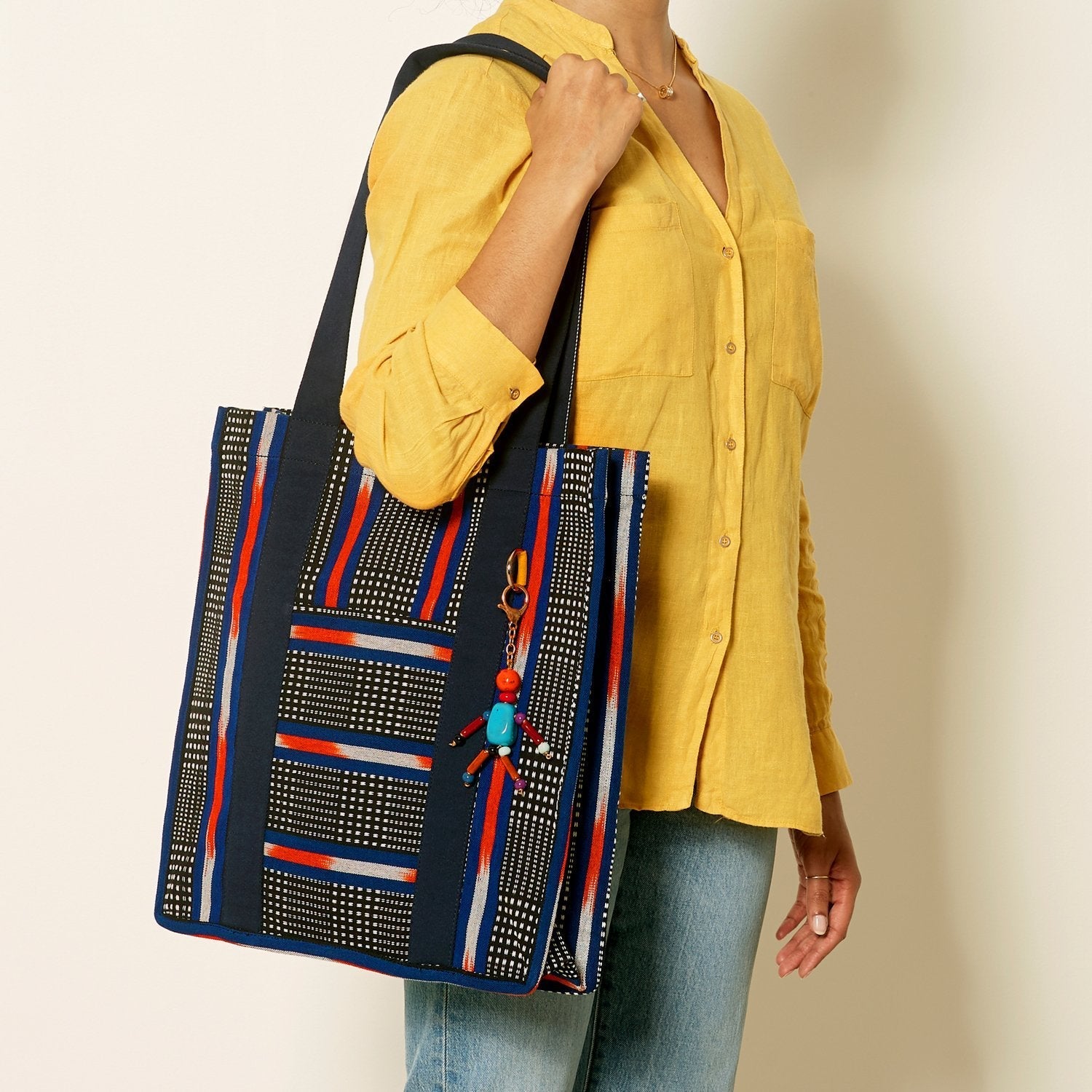 Goodee-Goodee-EFI Bassi Market Tote - Color - Orange & Blue Stripe