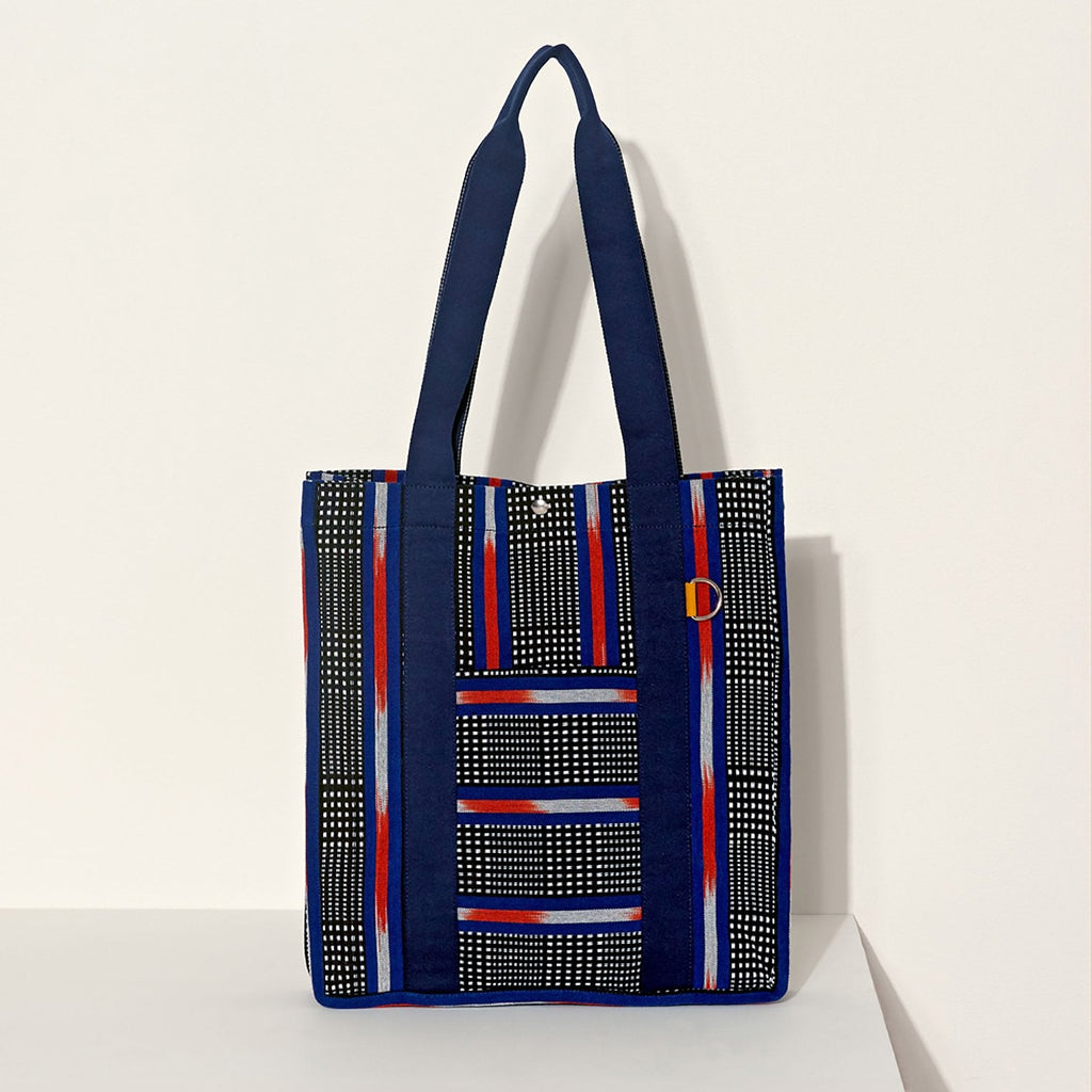 Goodee-Goodee-EFI Bassi Market Tote - Color - Orange & Blue Stripe