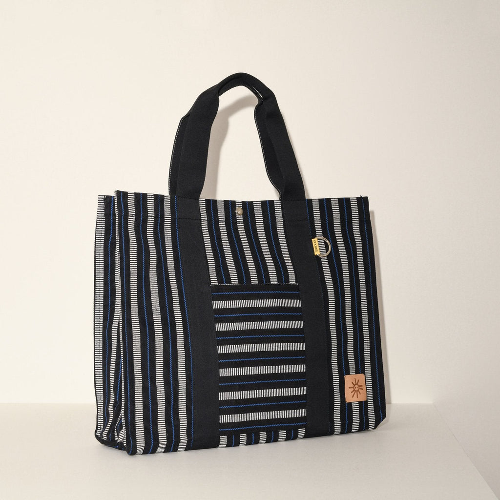 Goodee-Goodee-EFI Bassi Medi Market Tote - Color - Black & Navy Stripe