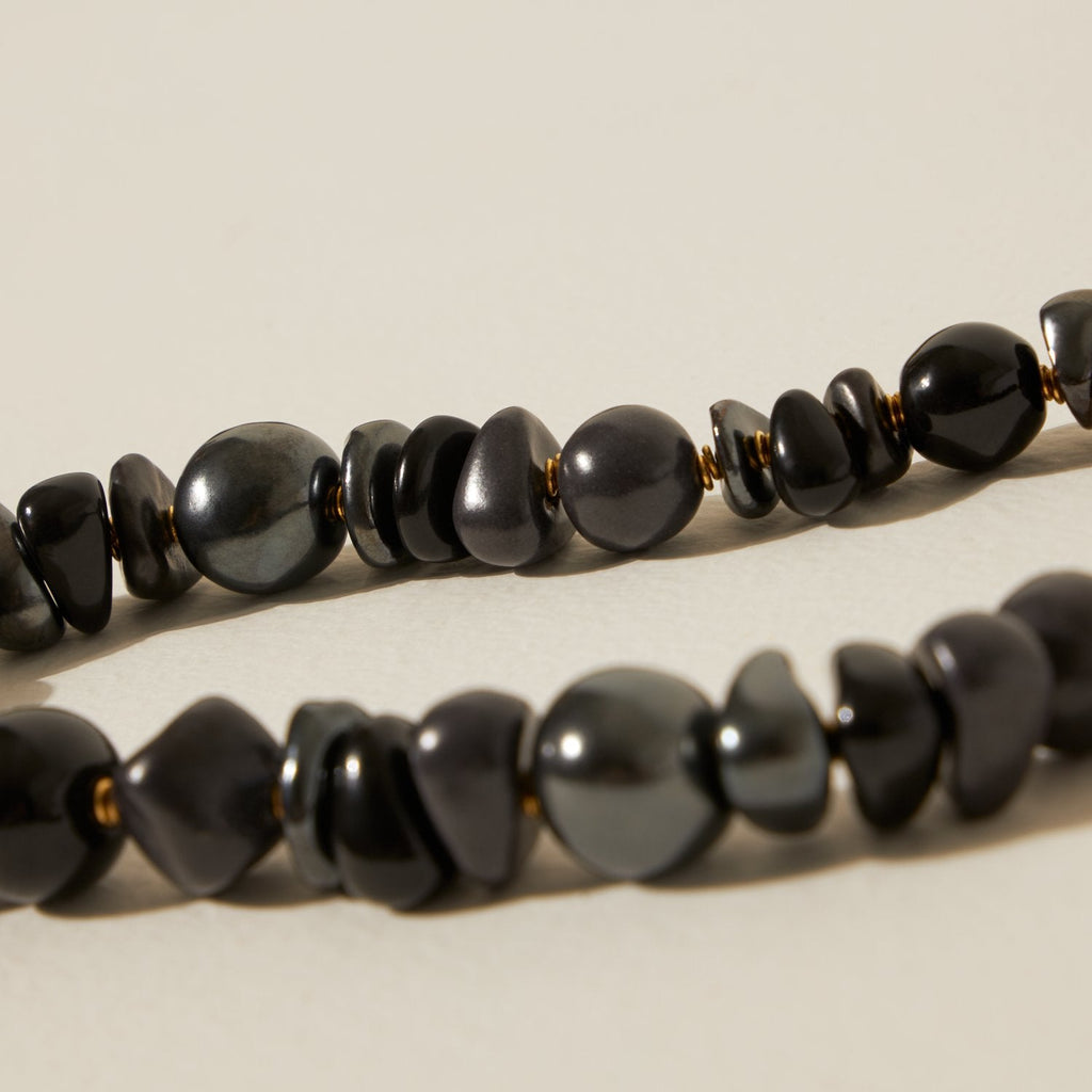 Goodee-Kazuri-Kilifi Nertherlands Pattern Necklace - Color - Shades of Black